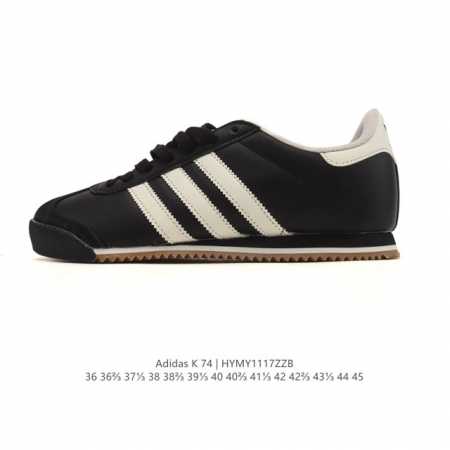 新品 阿迪达斯 Adidas T头鞋 K 74经典薄底运动鞋男女阿迪达斯官方三叶草 推荐脚型偏胖选大半码 合成革皮革 时尚休闲 耐磨透气 低帮 板鞋 男女同款。 - 点击图像关闭