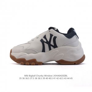 公司级 韩国Mlb 男女复古老爹 Mlb Bigball Chunky Window 复古印花 男女厚底增高纽约洋基队老爹运动休闲鞋 Mlb他们家老爹鞋一直都是