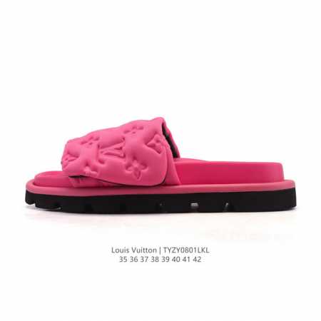 公司级 Lv 拖鞋系列 Louis Vuitton 沙滩休闲拖鞋 Louis Vuitton Lv 路易威登 潮流经典魔术贴一字拖鞋延续经典 上脚舒适性极好 鞋 - 点击图像关闭