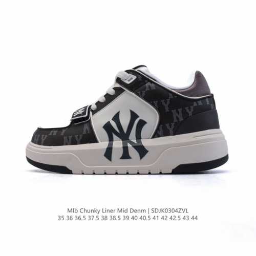 180 【公司级】Mlb Chunky Liner Mid人气单品学长鞋系列轻量增高厚底百搭休闲运动板鞋轻便胶鞋 高级街头休閒品牌鞋。Mlb Chunky Li