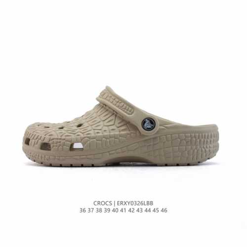 70 【新款】Crocs/卡骆驰 鳄鱼纹鞋面运动 休闲 沙滩 包头 拖鞋 经典洞洞鞋 家居凉拖鞋 一式两用！ Crocs的鞋子采用了其专利材料——Croslit
