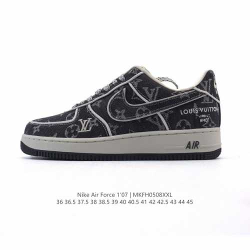 公司级 真标 带半码 耐克Nike Air Force 1 Low 空军一号 小白鞋 路易威登联名 帆布低帮百搭休闲运动板鞋。柔软、弹性十足的缓震性能和出色的中