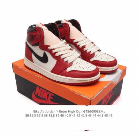公司级 头层皮 耐克 男女鞋 Nike Air Jordan 1 Retro High Og 乔丹一代Aj1 乔1 Aj1 篮球鞋复刻运动鞋。皮面高帮板鞋的设计 - 点击图像关闭