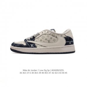 真标 耐克 Nike Air Jordan 1 Low Og Sp Military Blue Aj1乔1 倒勾 路易威登联名 低帮篮球鞋 Aj1 乔丹1代 A