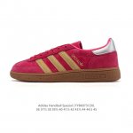 公司级 阿迪达斯 Adidas Handball Spezial 低帮三叶草学院风复古休闲板鞋 德训鞋 橡胶底柔软皮革经典运动鞋板鞋。圆头、缝合拼接设计、正面绑