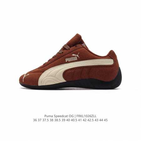 PUMA Speedca OG 彪马极速赛车系列低帮德训风拼接复古百搭休闲运动赛车鞋 鞋款从80、90年代赛车手所穿的防火赛车鞋为原型，鞋身线条模仿了赛车的流线 - 点击图像关闭
