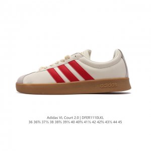 Adidas T头鞋 阿迪达斯 VL COURT 2.0 SHOES 运动休闲板鞋小白鞋，这款T形鞋头运动鞋,力求无论球场或街头,皆显耀眼出众。采用绒面革和牛皮