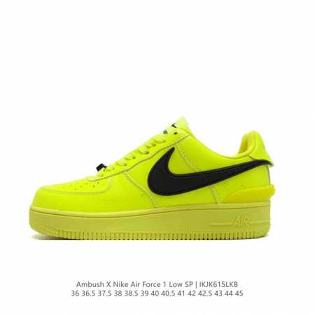 耐克 空军一号 Af1 低帮休闲板鞋 Ambush X Nk Air Force 1'07 Low Sp 空军一号联名标志性的swoosh延伸至鞋跟之外，鞋舌和 - 点击图像关闭