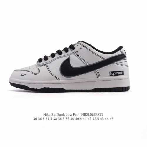 耐克 Nike Sb Dunk Low Pro 男女同款运动鞋复古板鞋。采用柔软皮革拼接鞋面，经久耐穿，塑就如元年款 Dunk 般的复古质感。鞋头透气孔，搭配鞋