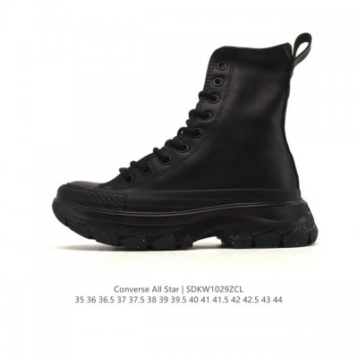匡威Converse All Star 厚底增高皮革鞋面 高帮板鞋、小个子种草机上线 谁不买这双鞋我都会伤心的 类型：男女鞋 码数：35-44含半码 编码: S