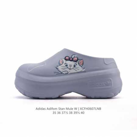 阿迪达斯 Adidas Adifom Hello Kitty 猫 蝴蝶结装饰品 夏季沙滩涉水百搭休闲拖凉拖鞋 超厚底增高 女鞋包头凉拖鞋。采用超轻95% 注塑 - 点击图像关闭