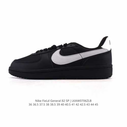 耐克烽火Nike Field General 82 Sp 低帮复古篮球鞋 这款专为烤架战士设计的运动鞋采用 1982 年经典的白 红 黑配色，采用皮革和弹道尼龙