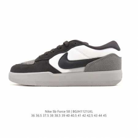 耐克Nike Sb Force 58 运动滑板鞋。这是一款将前沿创新带入街头的单品，它具有硫化杯底，具有出色的耐用性和灵活性。使用柔软皮革拼接，在饰面上放置通风 - 点击图像关闭