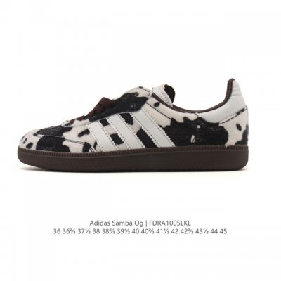 公司级 阿迪达斯 德训鞋 Adidas Originals Samba Og Shoes 经典运动鞋小白鞋 T头鞋 奶牛斑点毛绒织物鞋面男女士板鞋 彰显休闲摩登