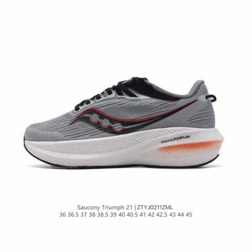 公司级 Saucony 索康尼 Triumph系列 胜利 21代 中性跑鞋 强缓震跑步鞋轻便女款厚度增高跑鞋透气运动老爹鞋子，是来自美国的专业跑鞋品牌，成立于1