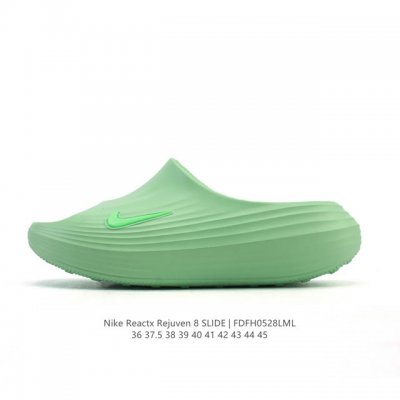 新品 耐克 Nike Reactx Rejuven8 Slide 沙滩拖鞋 露趾拖鞋 一体成型 一脚蹬 厚底增高休闲柔软回弹耐磨踩屎感透气凉拖鞋 25夏季新款轻