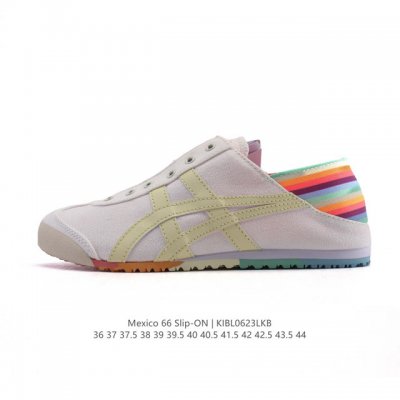 真标 亚瑟士 Onitsuka Tiger Mexico 66 Slip On 鬼冢虎复古时尚 舒适透气帆布织物鞋面耐磨防滑 休闲运动跑步鞋 虎底采用磨耐防橡滑