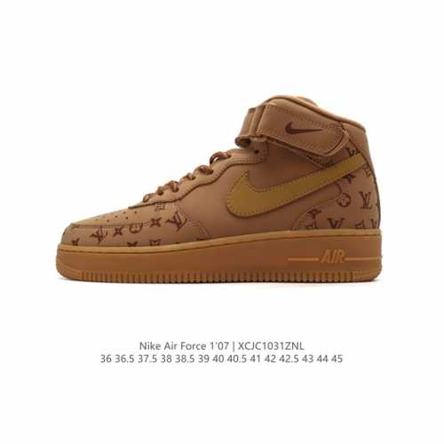 公司级 AF1耐克 Nike Air Force 1 ‘07 MID 空军一号中帮 魔术贴 路易威登联名 厚底增高百搭运动板鞋 原楦头原纸板 打造纯正空军版型，
