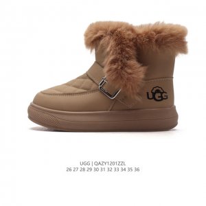 童鞋 Ugg 中帮靴子 儿童雪地靴 大超毛领 俏皮可爱的百变造型， 美国轻奢品牌ugg 平底系列冬季羊毛一体雪地休闲保暖毛毛家居包头棉鞋。官方同步包装 检验标