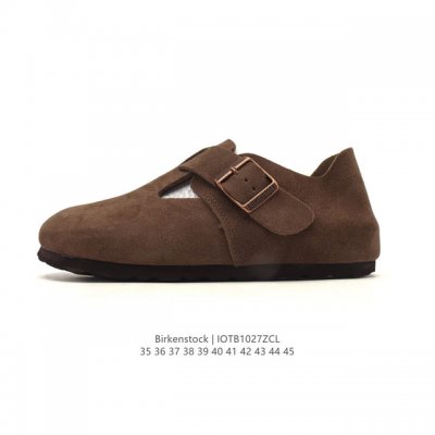 公司级 Birkenstock Boston Vl 勃肯男女鞋 春夏新款 绒面金属针扣软木底包头运动板鞋 天鹅绒般的绒面革赋子休闲的经典外观，牛皮绒面革质地柔软