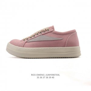 公司级 Rick Owens 复古百搭 时尚 舒适透气 耐磨 休闲鞋 市售最高版本 Rick Owens 瑞克 欧文斯 粗鞋带 低帮高街休闲运动板鞋 原鞋开发