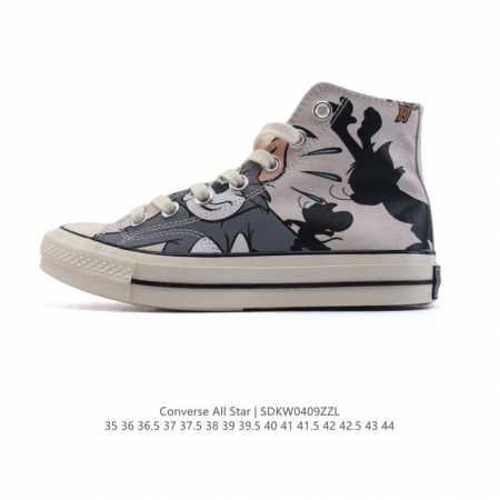 Converse 高帮男女士运动鞋 匡威全明星复古 休闲百搭板鞋 春季新款 猫和老鼠 经典透气帆布面慢跑鞋。这个系列是匡威最古老的系列了。是匡威品牌公司1908 - 点击图像关闭