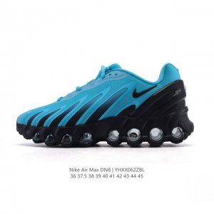 耐克 Nike Air Max Dn8 全掌气垫科技运动跑步鞋Fq7860-005。鞋款采用醒目渐变织物和动态波浪状结构鞋面，搭配黑色中底和外底，以及迷你黑色