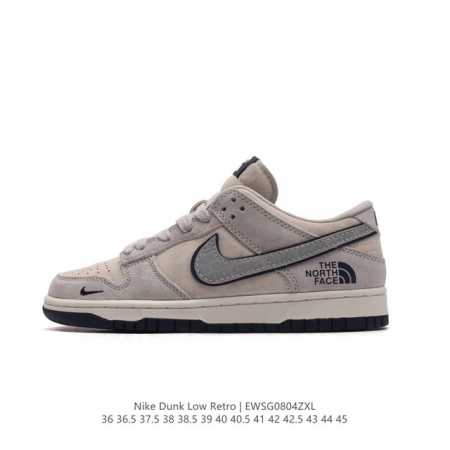 耐克 Nike Dunk Low Retro 运动鞋复古板鞋 北脸 北面 联名。作为 80 年代经典篮球鞋款，起初专为硬木球场打造，后来成为席卷街头的时尚标杆， - 点击图像关闭