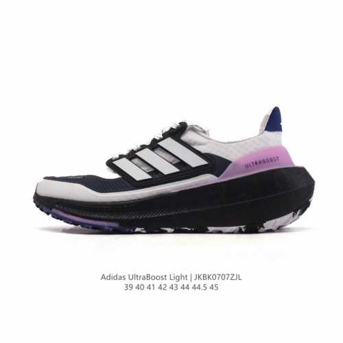 公司级 阿迪达斯 Adidas Ultraboost Light轻弹系列低帮袜套式针织透气缓震休闲运动慢跑鞋，爆米花，搭载Light Boost中底的Ultra