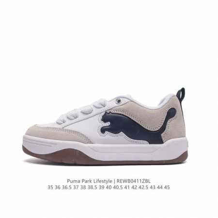Puma 彪马 男女运动板鞋，原楦原纸版开发版型，采用环保皮革组合鞋面材质，外置耐磨橡胶大底蕾哈娜同系面包鞋太好看了！彪马puma Park Lifestyle - 点击图像关闭