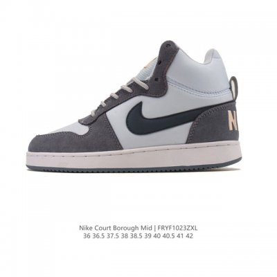 耐克 Nike Court Borough Mid 2 中帮小Aj1百搭透气休闲运动板鞋魔术贴运动篮球鞋。兼顾舒适脚感和出众风范，演绎匠心之作。结构性的支撑贴合