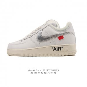 公司级 耐克Nike Off-White X Air Force 1 Ow联名空军一号厚底增高运动板鞋 鞋款延续了此次联名的设计风格，鞋身内侧同样印有大面积标语