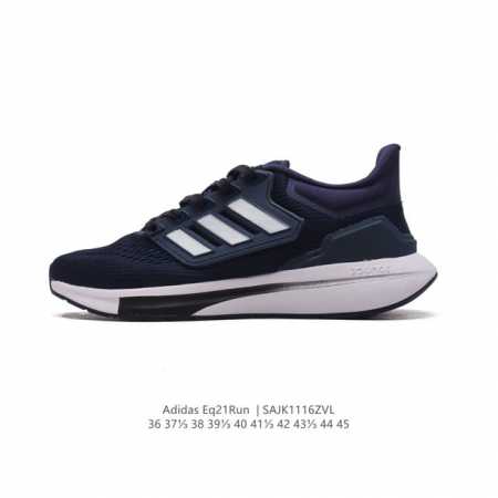 阿迪达斯 Adidas Eq21Run 系列街头针织网布透气时尚厚底增高运动慢跑鞋。经典复古的外观，打造街头跑鞋时尚感，后跟嵌入了tpu，支撑锁定双脚。搭载ru - 点击图像关闭