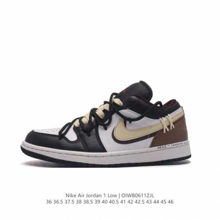 Nike 耐克 原楦原纸版开发版型，采用牛培移膜软皮革材质鞋面，中底注胶孔内置真Sole气垫耐克Nike Air Jordan 1 Low GS White B - 点击图像关闭