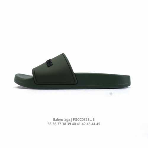 110 balenciaga/巴黎世家拖鞋 家居休闲拖鞋 沙滩拖鞋 男女鞋广东原产，采用Pu高密度防滑橡胶鞋底及3D立体Tpu光泽上盖材质，配置正确包装物及灰色