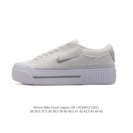 真标 Nike 耐克 Court Legacy Lift 男女士运动鞋 运动厚底小白鞋 复古休闲鞋，上部和合成的 Strati 重叠,增加纹理、深度和透气性。 - 点击图像关闭