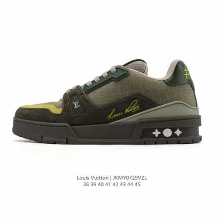 公司级 路易威登 Louis Vuitton Lv路易威登板鞋 时尚运动鞋潮厚底增高男女鞋。舒适防滑底和百搭性霸屏整个时尚娱乐圈，细节调整完美主义！采用柔软皮革 - 点击图像关闭
