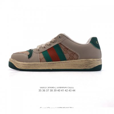 古驰男女鞋 Gucci Screener系列做旧脏脏鞋 闪钻鞋面时尚厚底增高复古板鞋潮运动鞋，复古学院风款式与融入怀旧运动服风格的面料风靡数十年，不同风格演绎出
