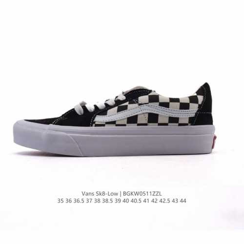 万斯 Vans Sk8-Low 经典款 小红书爆款棋盘格 低帮休闲帆布拼接硫化板鞋 工艺：硫化1:1 重量1:1、真标、原钢印、材质标、鞋型标、合格证 尺码：3
