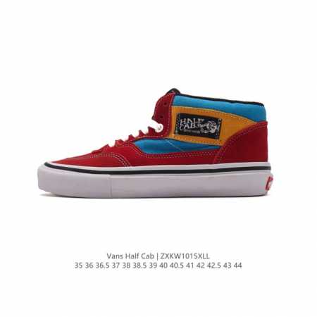 公司级vans 万斯 Half Cab 秋冬中帮硫化休闲板鞋 经典复古男女鞋情侣鞋硫化运动鞋。 此次以half Cab 为基准，设计师大面积采用高端全翻毛皮打造 - 点击图像关闭
