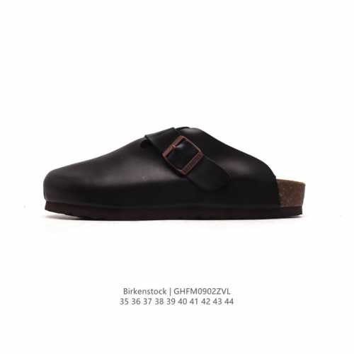 德国百年知名鞋履品牌 博肯birkenstock Boston Vl 勃肯绒面金属针扣软木底包头拖鞋 牛皮革质地柔软 搭配可调节鞋扣提升穿着舒适度 人体工学设计