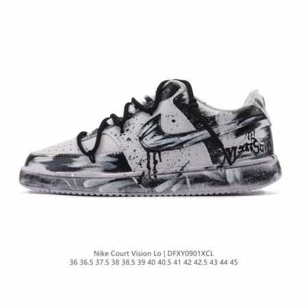 公司级 耐克Nike Court Vision Low 校园风低帮复古篮球板鞋运动鞋 解构绑带 双鞋带。延续80年代复古篮球鞋，添加学院风细节。皮革组合鞋面，利 - 点击图像关闭