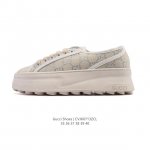 公司级 Gucci 古驰 百搭休闲运动板鞋。明星同款 小红书爆款老花 小白鞋 厚底增高女士运动鞋 帆布织物鞋面真标 Ss新色，经典高奢品牌Gucci古驰 复古松