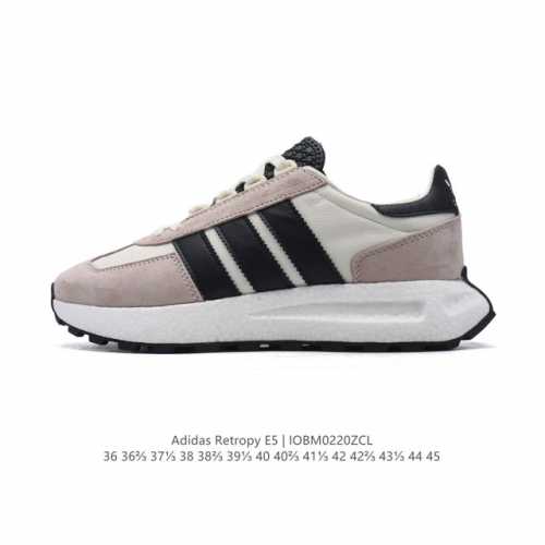 阿迪达斯 新款 三叶草 厚底 Adidas Retropy E5 新款 爆米花 低帮经典运动鞋潮厚底增高男女士慢跑鞋。以70年代经典跑步鞋为灵感，新鲜演绎复古造