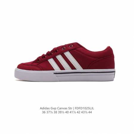 ADIDAS 阿迪达斯 GVP CANVAS STR 男女鞋 网球文化鞋 校园板鞋 低帮系带 帆布鞋 三叶草运动鞋。EVA中底轻质而且舒适，全橡胶大底经久耐用， - 点击图像关闭
