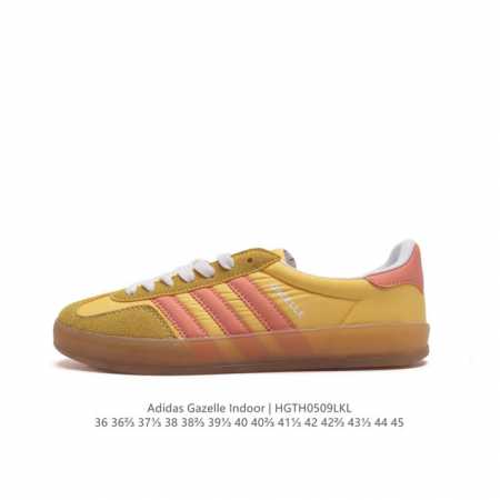 阿迪达斯 Adidas Originals Gazelle Indoor 复古三叶草防滑透明橡胶板鞋经典运动鞋。这款经典鞋,忠于原版设计,缀撞色三条纹和鞋跟饰片 - 点击图像关闭