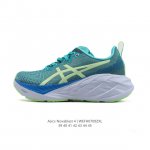 Asics 亚瑟士Novablast4男士运动跑步鞋 厚底增高老爹鞋 缓震回弹透气耐磨跑鞋 一鞋一科技：Novablast 4，跑鞋中底同时实现厚软轻弹。主要科
