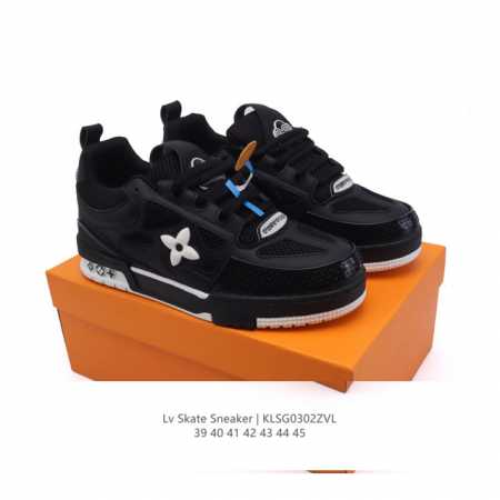 180 【公司级】Lv Skate Sneaker 路易威登 男士运动板鞋于 2024 秋冬秀场初次亮相，此次以粒面牛皮革焕新呈现。加垫鞋领和鞋舌援引滑板鞋设计 - 点击图像关闭