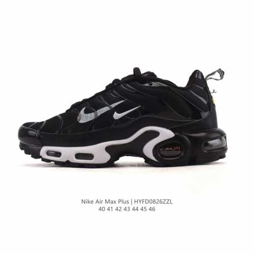 Nike 耐克 男子休闲鞋气垫缓震跑步鞋 Air Max Plus 运动鞋 造型超讨喜！鞋面以帆布和织物材质包裹，保证了轻薄透气，更适合夏季穿着。鞋侧 鱼骨 形
