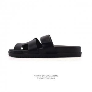 公司级 Hermes Footwear Woman 爱马仕 礼装 休闲拖鞋 黑白等多色万年经典爱马士 女神标配 度假 居家 必备凉拖鞋 东莞原厂真皮大底平底拖鞋